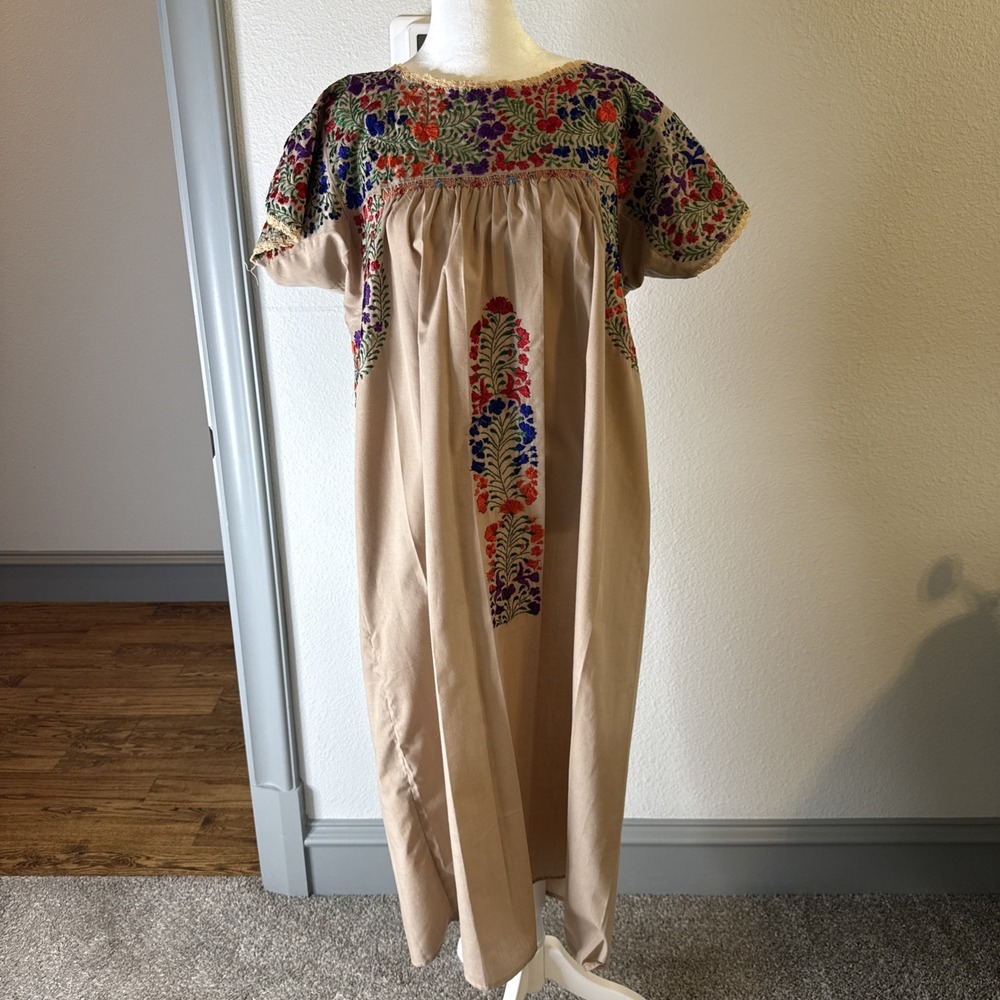 San Antonio Oaxaca Mexican Dress Handmade Embroidered Silk Threads